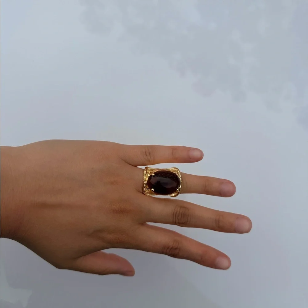 Gold Statement Rings with Black, White and Brown Gemstones - Women Jewelry